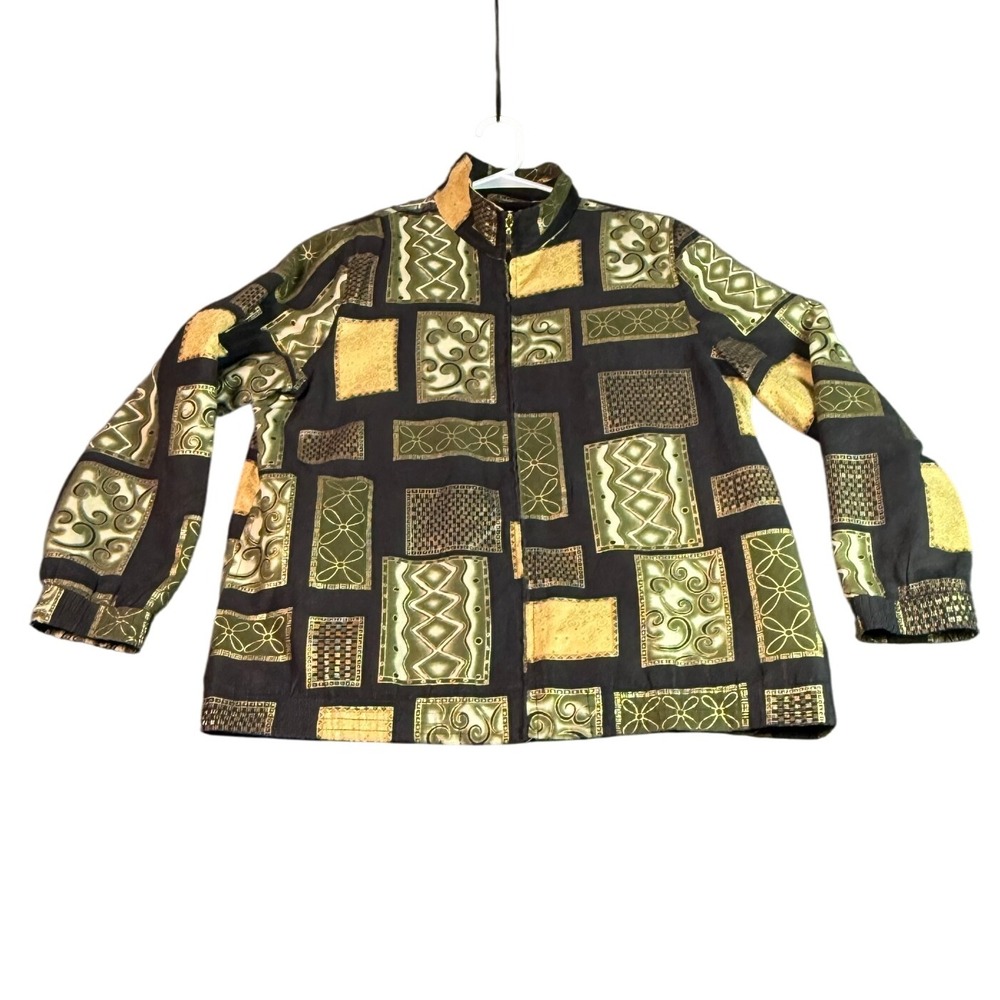 Vintage‎ Drapers & Damons Abstract Print Full Zip Jacket Geometric Pattern L